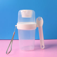 2-Piece Salad Cup Lunch Container with Dressing Storage and Reusable Fork