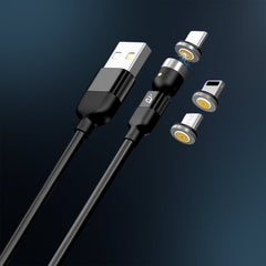 3 in 1 Magnetic USB Charging Cable | USB-c Android and Lightning with Extra Protecting Nylon| Strong Magnetic Cable with Full Rotation Support Fast Charging
