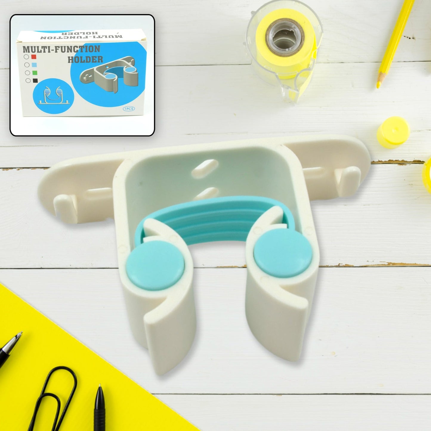 Multifunctional Holder With 4 Screw Wall Mounted Broom Organizer Cleaning Tools Holder Hanger, Hanging Hook for Bathroom Kitchen, Multi Function Holder Garage Clip Bike Hanger Wall Mount Set (1 Pc)