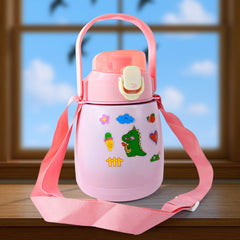 Stainless Steel Vacuum Insulated Water Bottle with Handle & Sticker (700 ML)