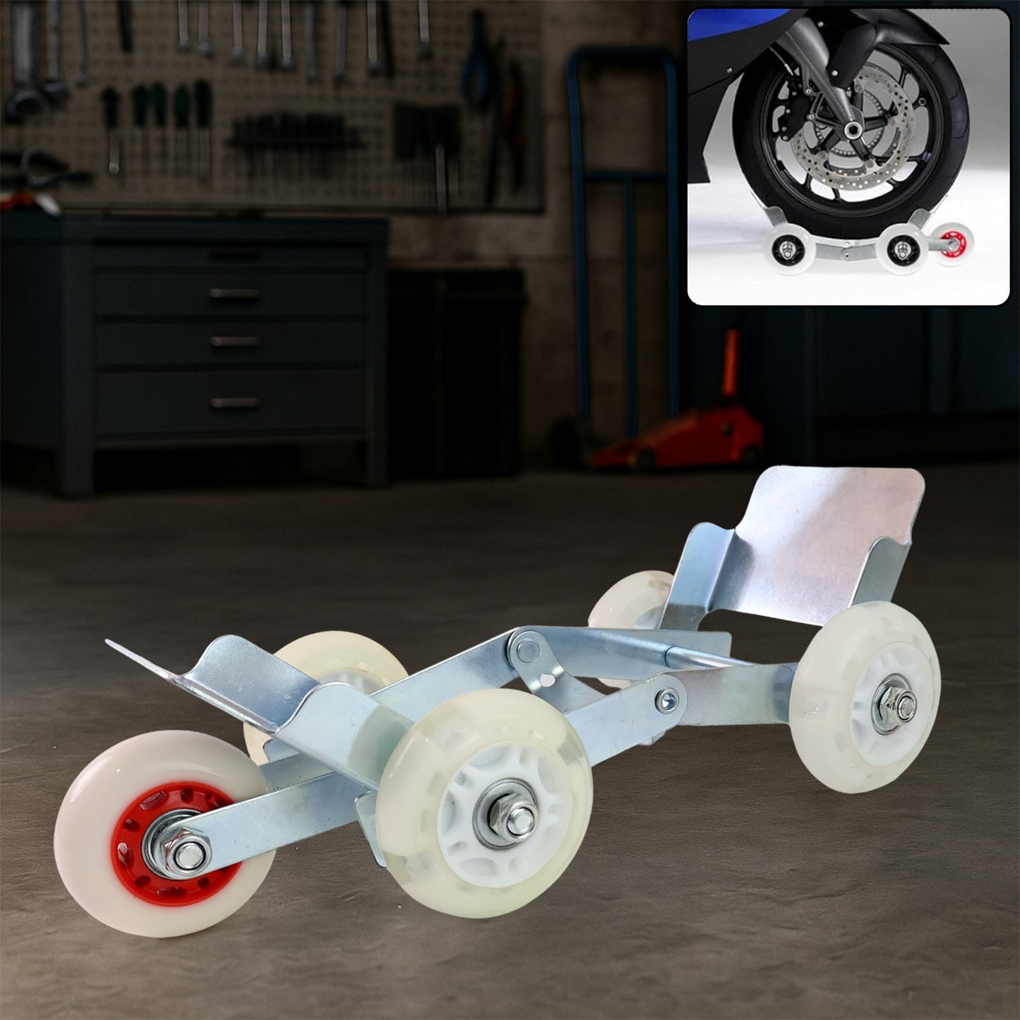 Heavy-Duty Motorcycle Front Wheel Parking Roller Stand