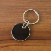Customized / Personalized Sleek Black Round Metal Keychain (1 Pc)