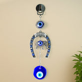 Decorative Evil Eye Hanging with Elephant and Horseshoe Motif, Wind Chime (1 Pc)