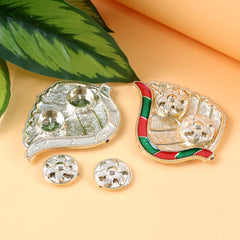 Leaf-Shaped Decorative Pooja Thali - (1 Pc)