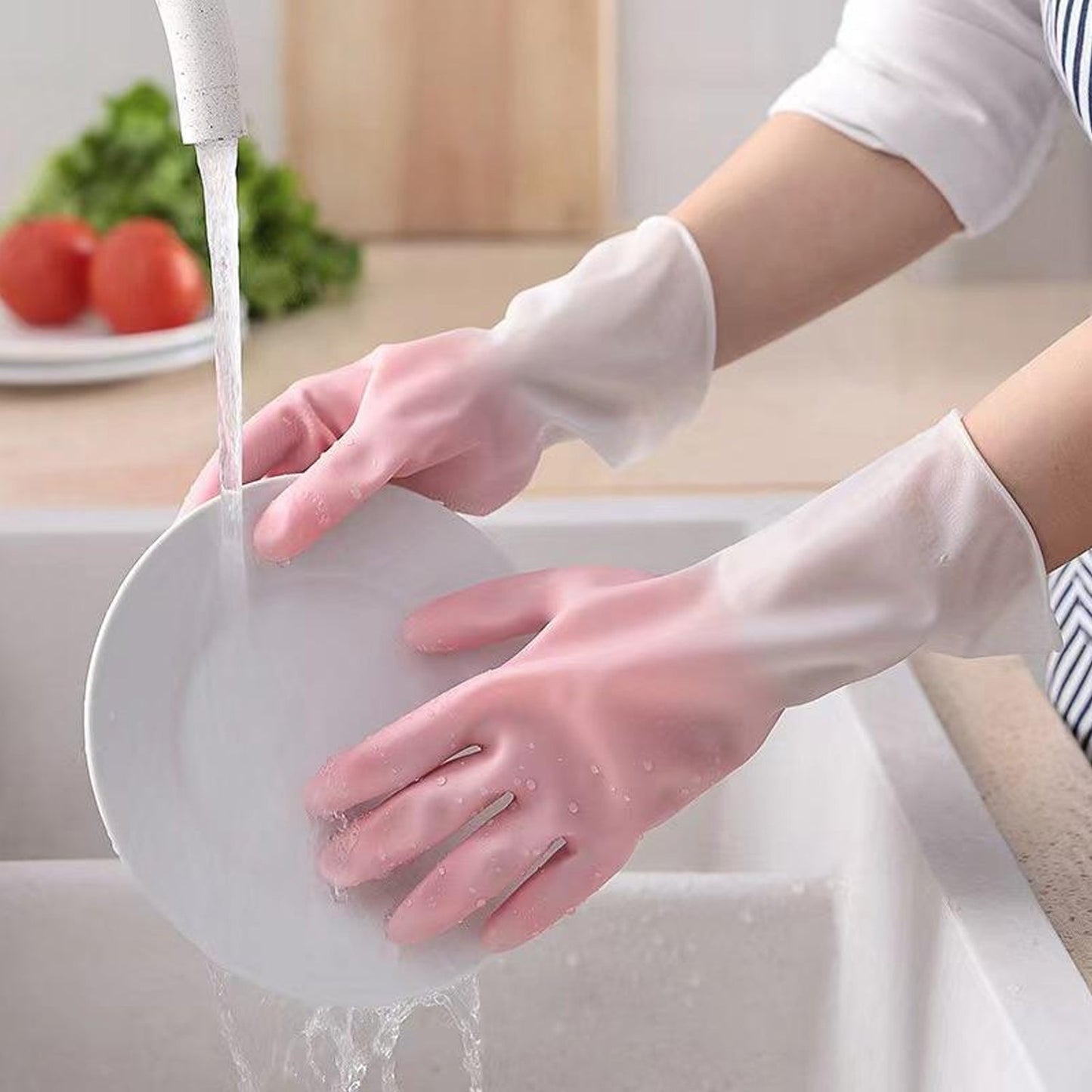 Large Size Reusable Household Cleaning Gloves - (1 Pair)