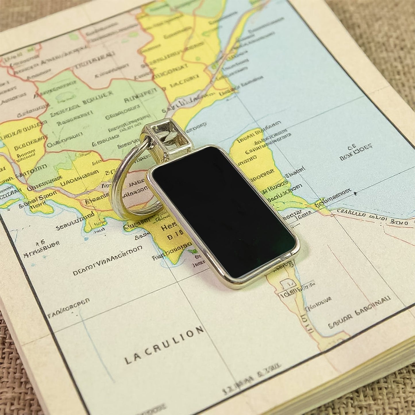 Customized / Personalized Premium Rectangular Black & Silver Metal Keychain (1 Pc)