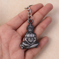 Premium Spiritual Hanuman Ji Sitting Pose Metal Keychain (1 Pc)