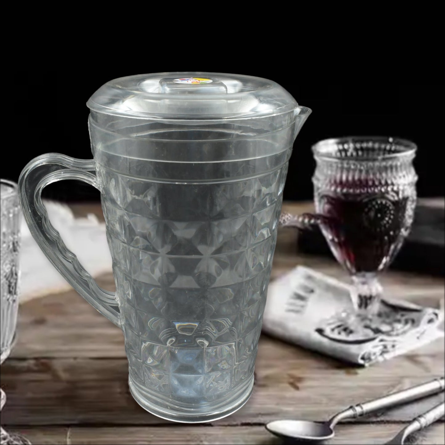 Mocktail Pet Jug Plastic Jug With lid, Drinking Beverage Jag, Transparent Tableware Reusable BPA Free, Plastic Water jug for Home use, Perfect for Home, Restaurants