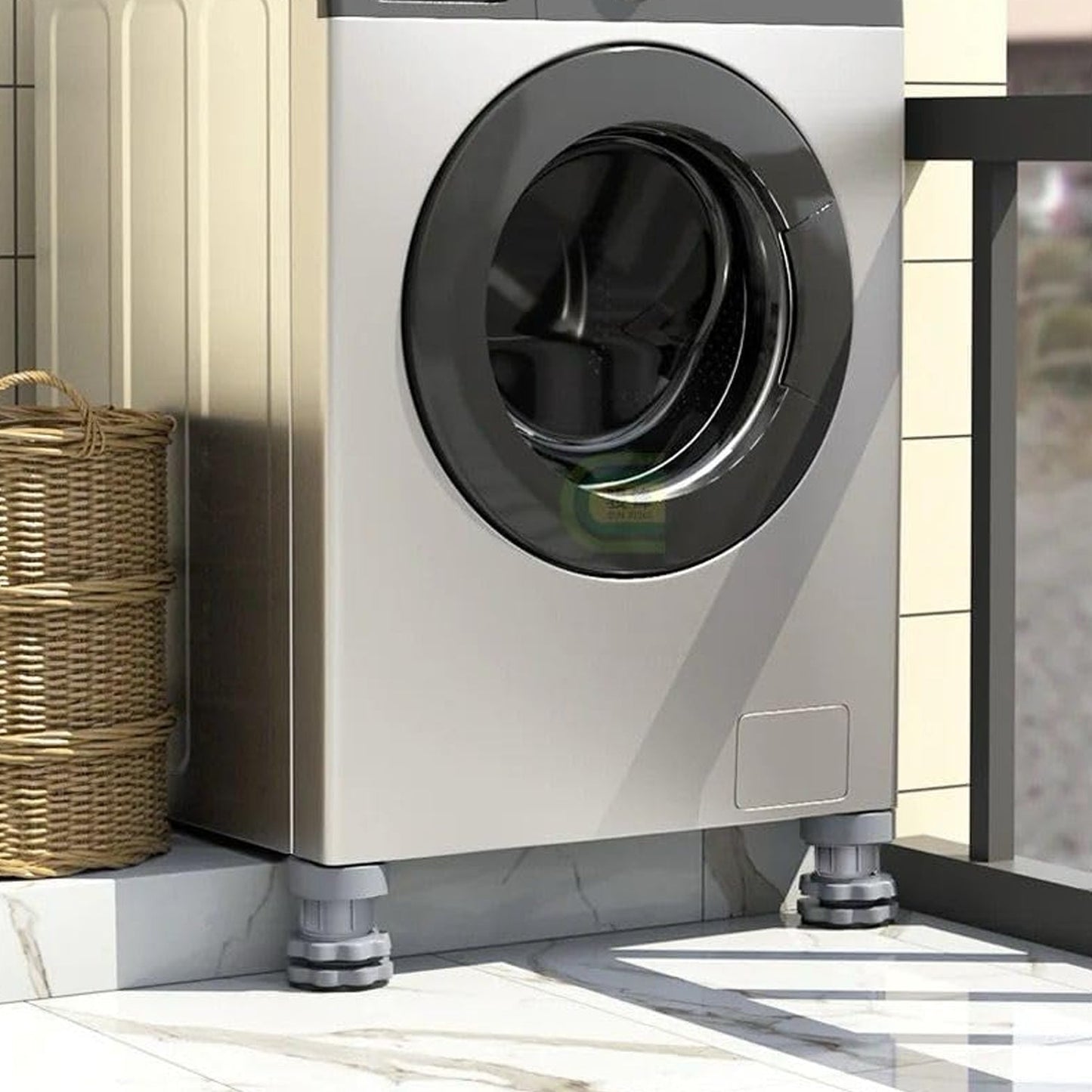 Plastic Washing Machine Vibration Feet , Adjustable Highly Non-Slip Support Anti Vibration Walk Shock Absorber Noise Cancelling Furniture Lifting Base (4 Pcs Set)