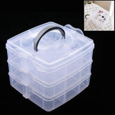 3-Tier 18 Sections Transparent Stackable Adjustable Compartment Slot Plastic Craft Storage Box