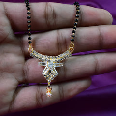 Stylish Gold-Plated Mangalsutra for Women with Diamond (Single Line, Beads)