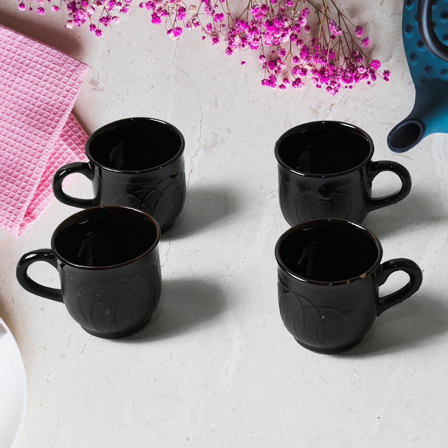 Pine Party Ceramic Tea / cups / Mug Set With Pineapple Shape Serving Bowl Milk Cup, Coffee Cup, Tea Cup, Breakfast Cup, Drinking Mug or Outdoor for Household, Gift for Birthday, Wedding Party (5 Pcs set)