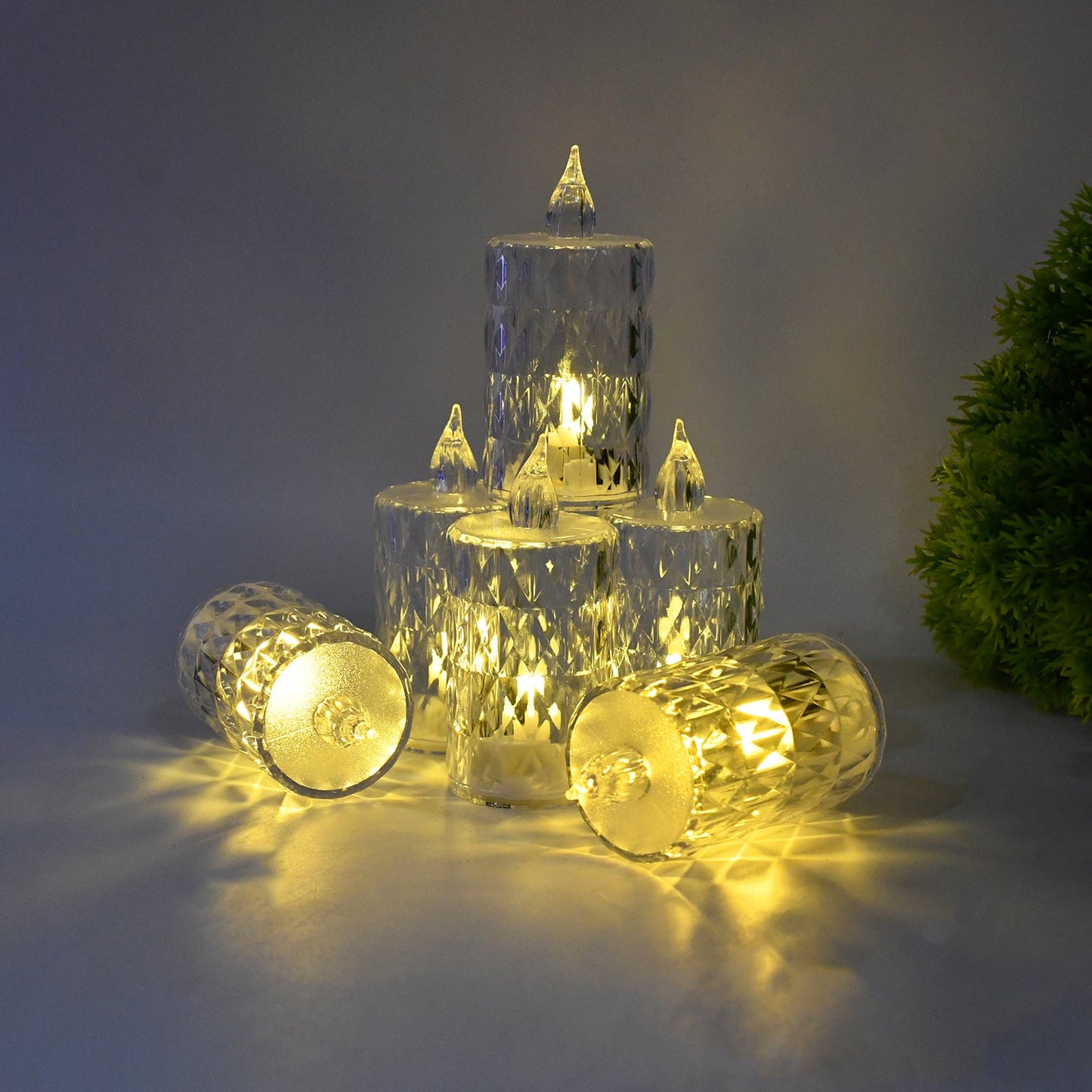 LED Crystal Effect Flameless Candle Light Set (5 Pc)