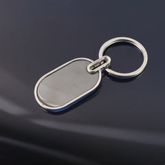 Customized / Personalized Elegant Black & Silver Oval Metal Keychain (1 Pc)