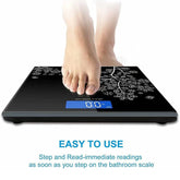 Digital bathroom scale with sleek design and precision for home use.