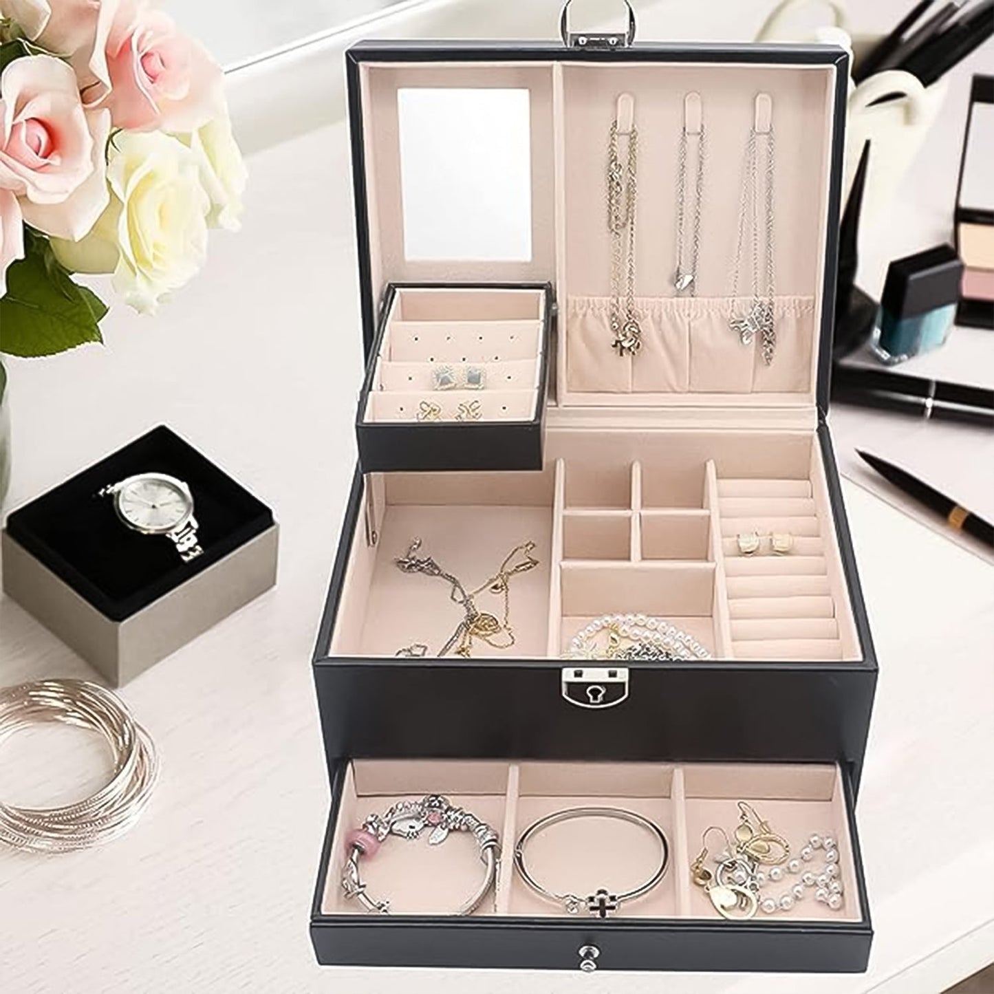Multi-Layer Jewellery Organizer Box - (1 Pc)