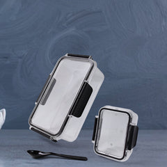 Plastic Kitchen Storage Container Big 800 ML & Small 250 ML with Air Seal Lock Lid & Spoon