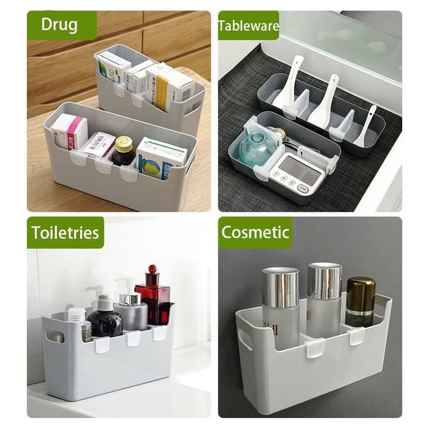 Plastic Storage Baskets Space allocator, Refrigerator Organizer Bins partition Clip (10 Pcs Set)