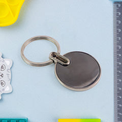 Customized / Personalized Sleek Black Round Metal Keychain (1 Pc)