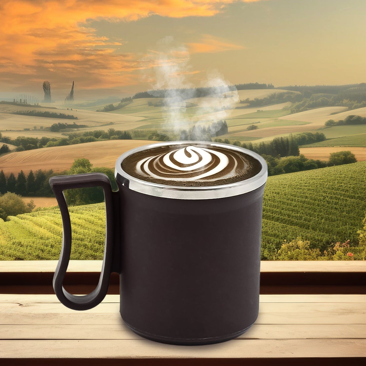 Customize Coffee Mug with Lid and Handle-Plastic Covered Stainless Steel Mug (Random Color, Approx 200 ML)