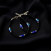 Adjustable Black Bead Evil Eye Protection Bracelet Set