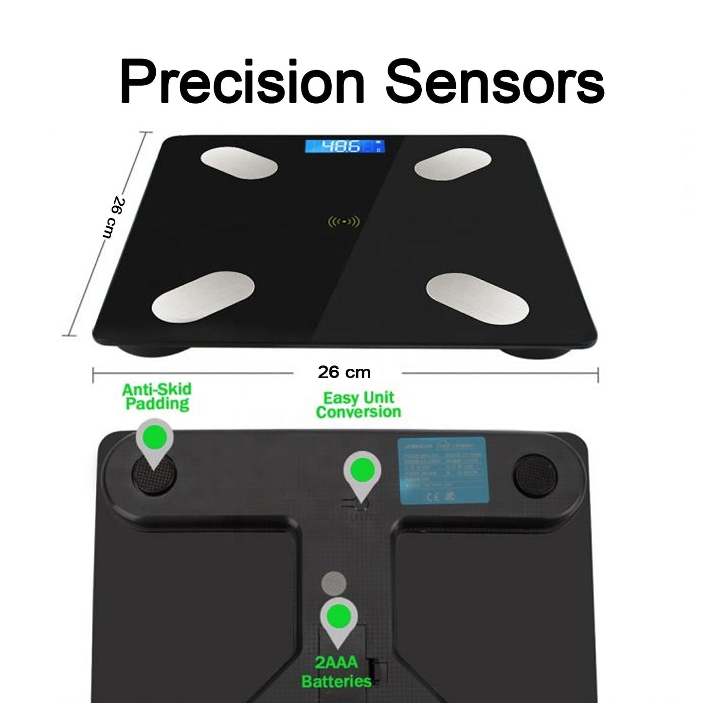 Digital scale for weight, muscle mass, and body fat measurement