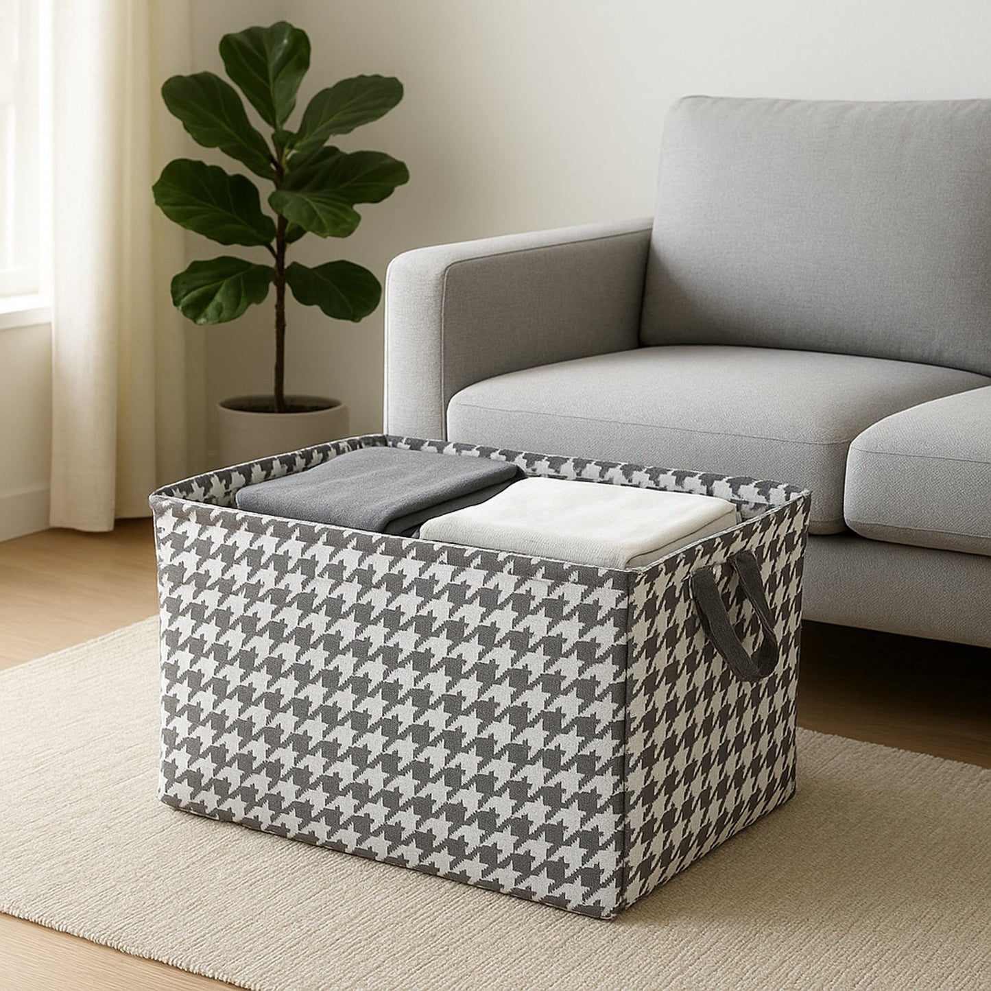 Foldable Fabric Storage Box with Handles (47 × 28 cm)