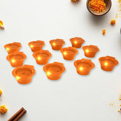 Flower Water Sensor Diyas for Diwali Decoration, Diwali (12 Pcs Set)