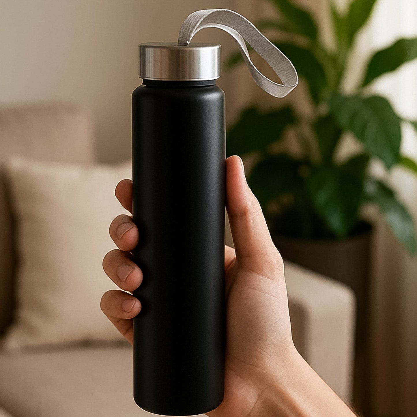 Customize Portable Stainless Steel Water Bottle with Strap (Approx 250ML)