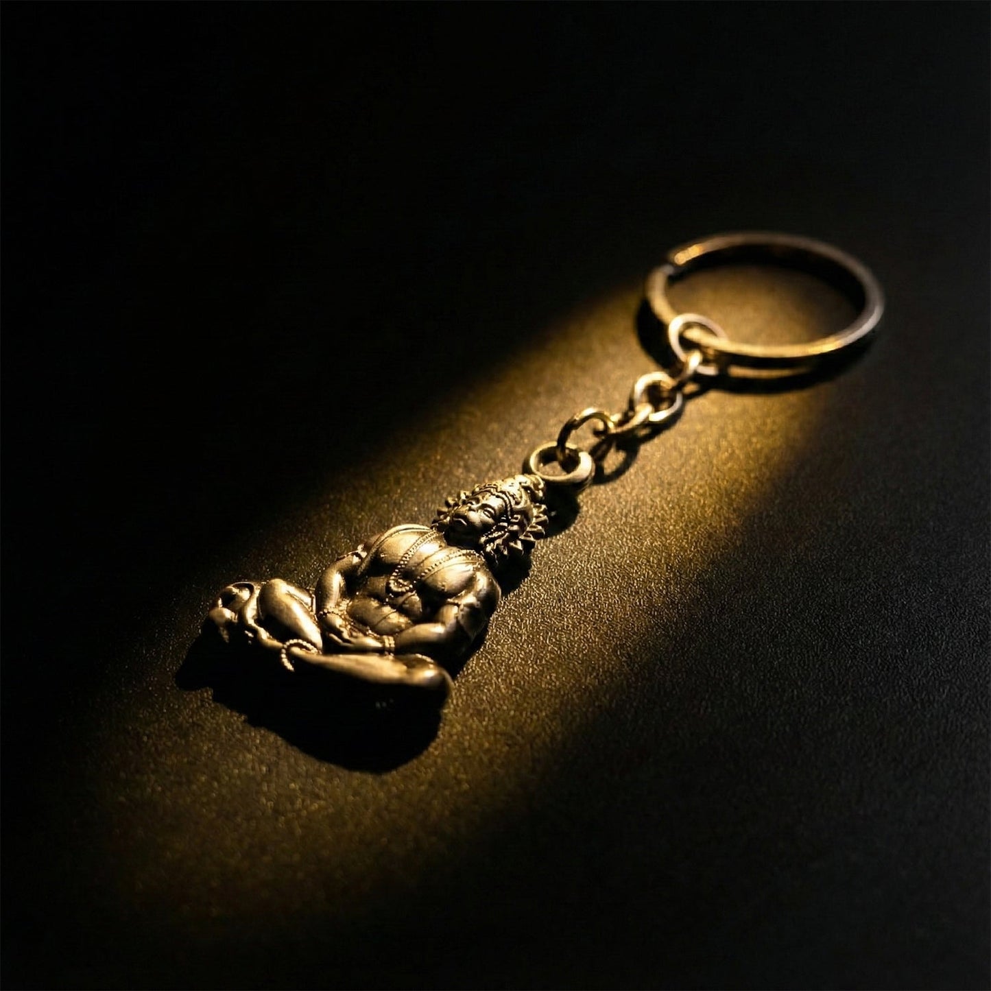 Premium Spiritual Hanuman Ji Sitting Pose Metal Keychain (1 Pc)