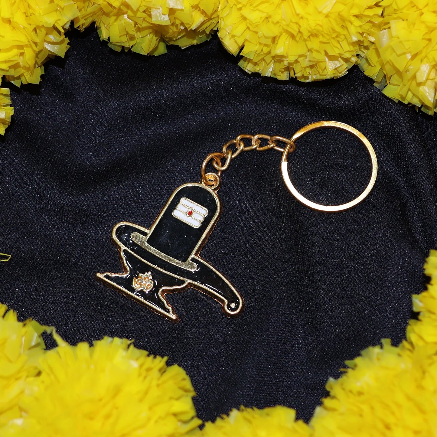 Shivling Design Golden Keychain