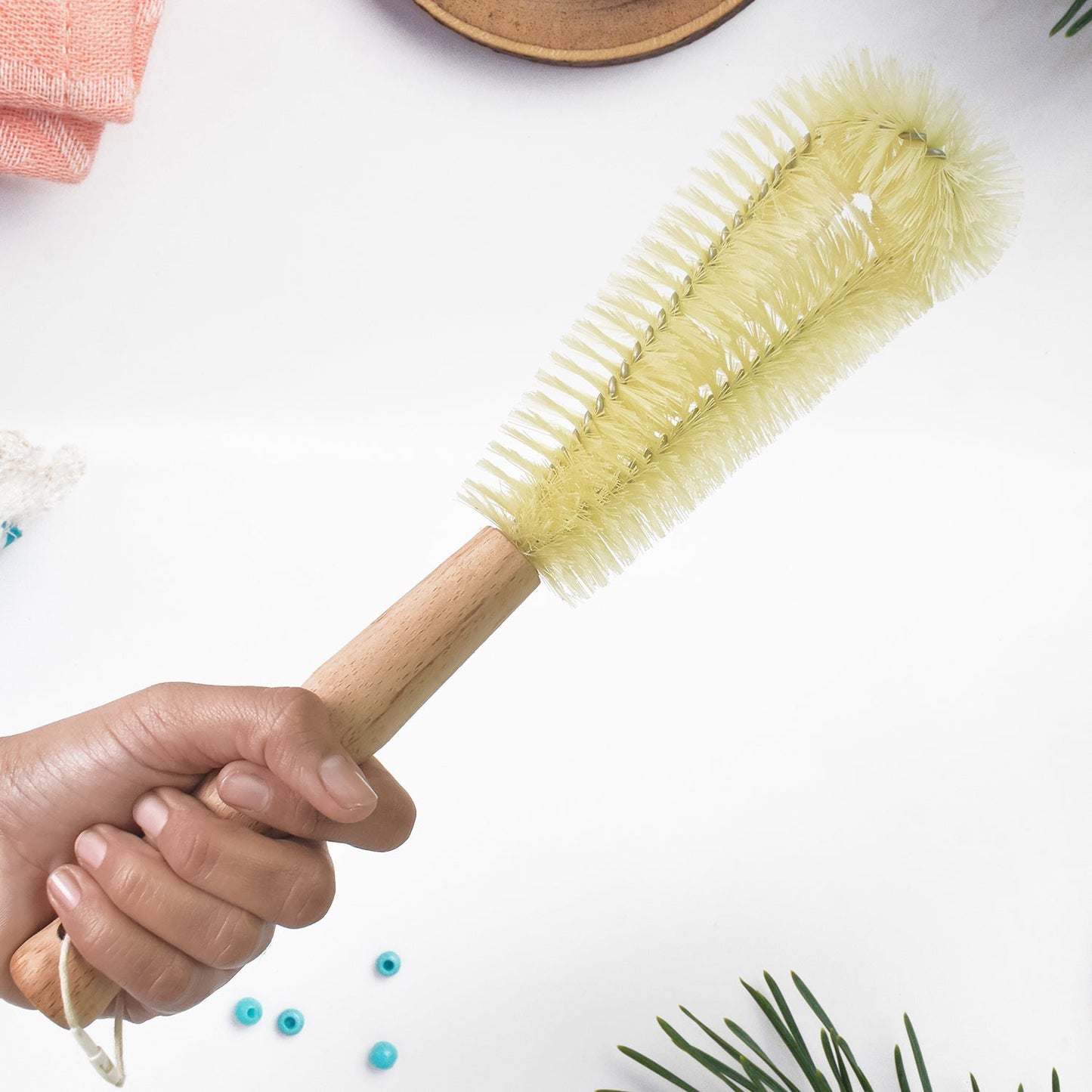 13 inch Bottle Brush, Bristle Brush with Wood Handle, Washing Brush with Wooden Handle, Kitchen Cleaning Tool, Brushes for Dish, Tumbler, Teapot, Cup, Pan