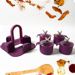 Multipurpose Silver Sparrow, Jar Dry fruit Set, for Home and Kitchen Airtight Dry Fruit Plastic Storage Container Tray Set With Lid & 4 Serving Jar Container for Sweets, Chips, Cookies | (4 Pc Set)