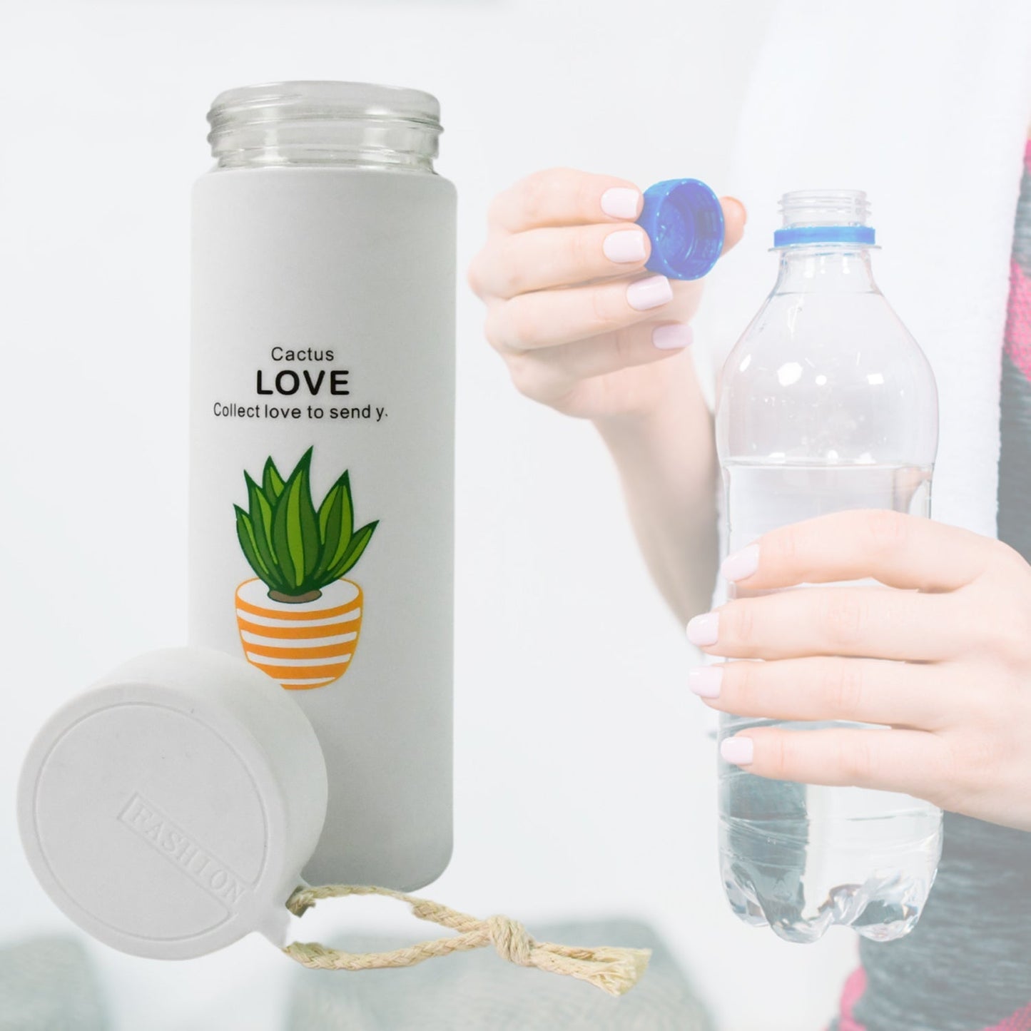 Customize Outdoor sport Glass water bottle leakproof (450 ML)