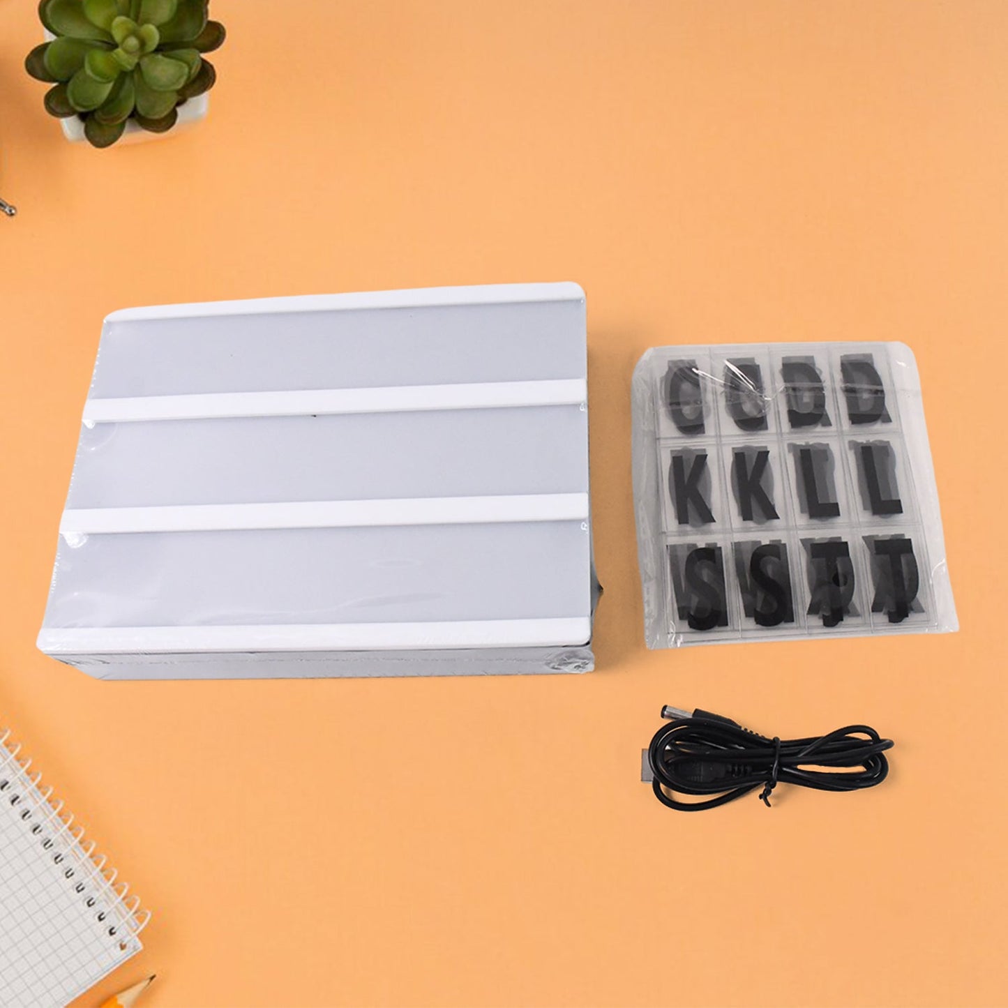 Black Mini A6 Magnetic Cinematic Light Box with 82 Characters and 10 Emojis (1 Set)