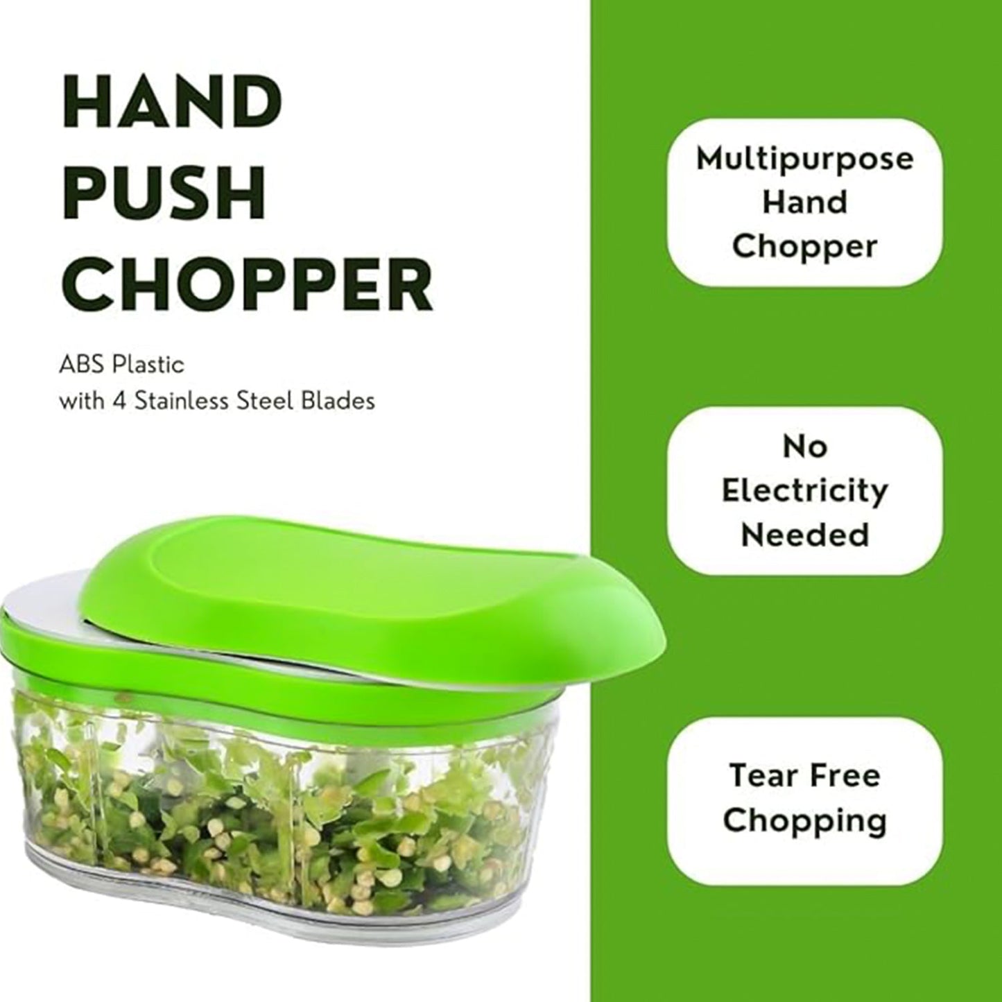 Manual Hand Push Garlic Cutter & Vegetable Chopper (1 pc)