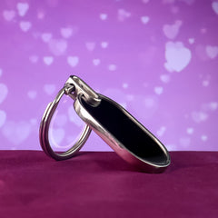 Customized / Personalized Elegant Black & Silver Oval Metal Keychain (1 Pc)