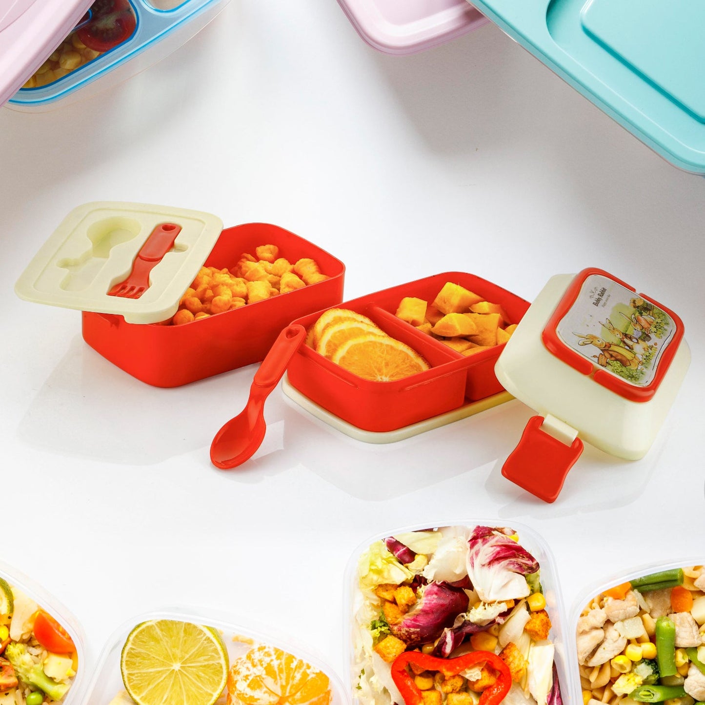 5621 Double Layer Lunch Box Stylish Lid Lunch Box With Fork & Spoon Lunch Box For Children School Lunch Box