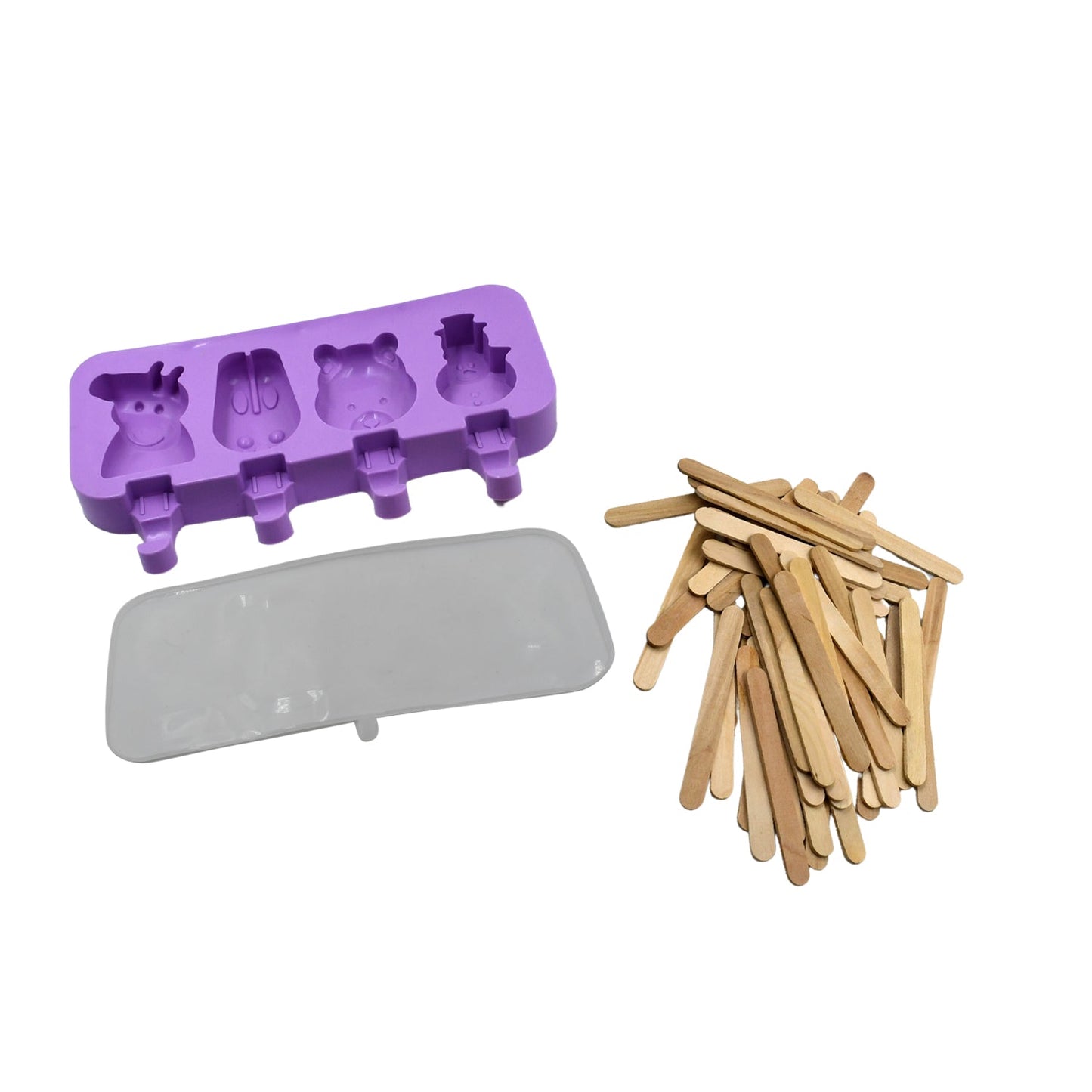 Silicone sicle Molds Ice Cream Molds 4 Cavities with Lids 50 Pack Sticks for Kids Ice cube Maker Easy Release
