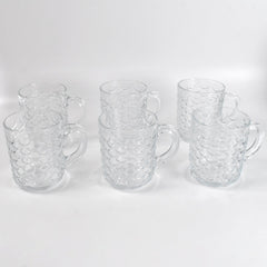 Glass Coffee & Tea Cup / Mug With Handle, Water glass (6 pcs Set / 225 ML)