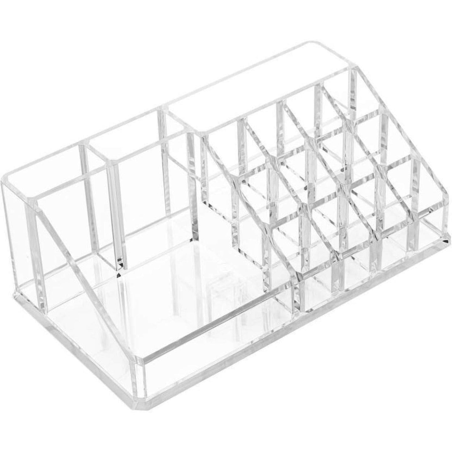 16 Compartment Cosmetic Makeup Jewellery Lipstick Storage Organiser Box, Cosmetic Storage Box Make-up Lipstick Organizer / Lipstick Holder Case Transparent