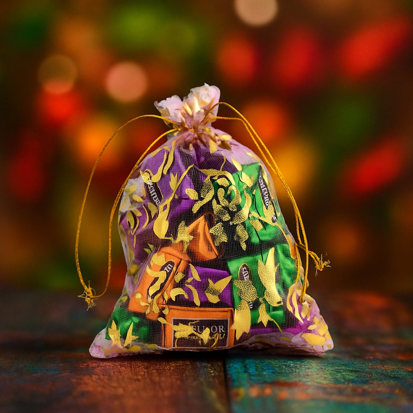 Decorative Gift Potli with 10 Premium Chocolates / Reusable Potli – Festive & Return Gift Hamper