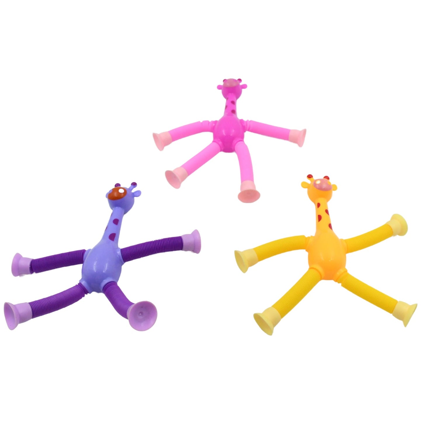 LED Telescopic Suction Cup Giraffe Toy, Tubes Fidget Toys, Shape Changing Telescopic Sensory Tubes Fidget Tubes Sensory Toys Suction Toy, Funny Gift (3 Pcs Set)