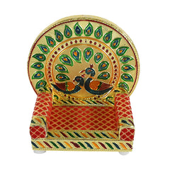 Meenakari Work Laddu Gopal Singhasan / Sihasan for Pooja Mandir Wooden Krishna Ladoo Bal Gopal Sofa Asan, Home Decorative Premium Look Decorative Singhasan Suitable For Home, Office, Restaurant (2 Pc Set)