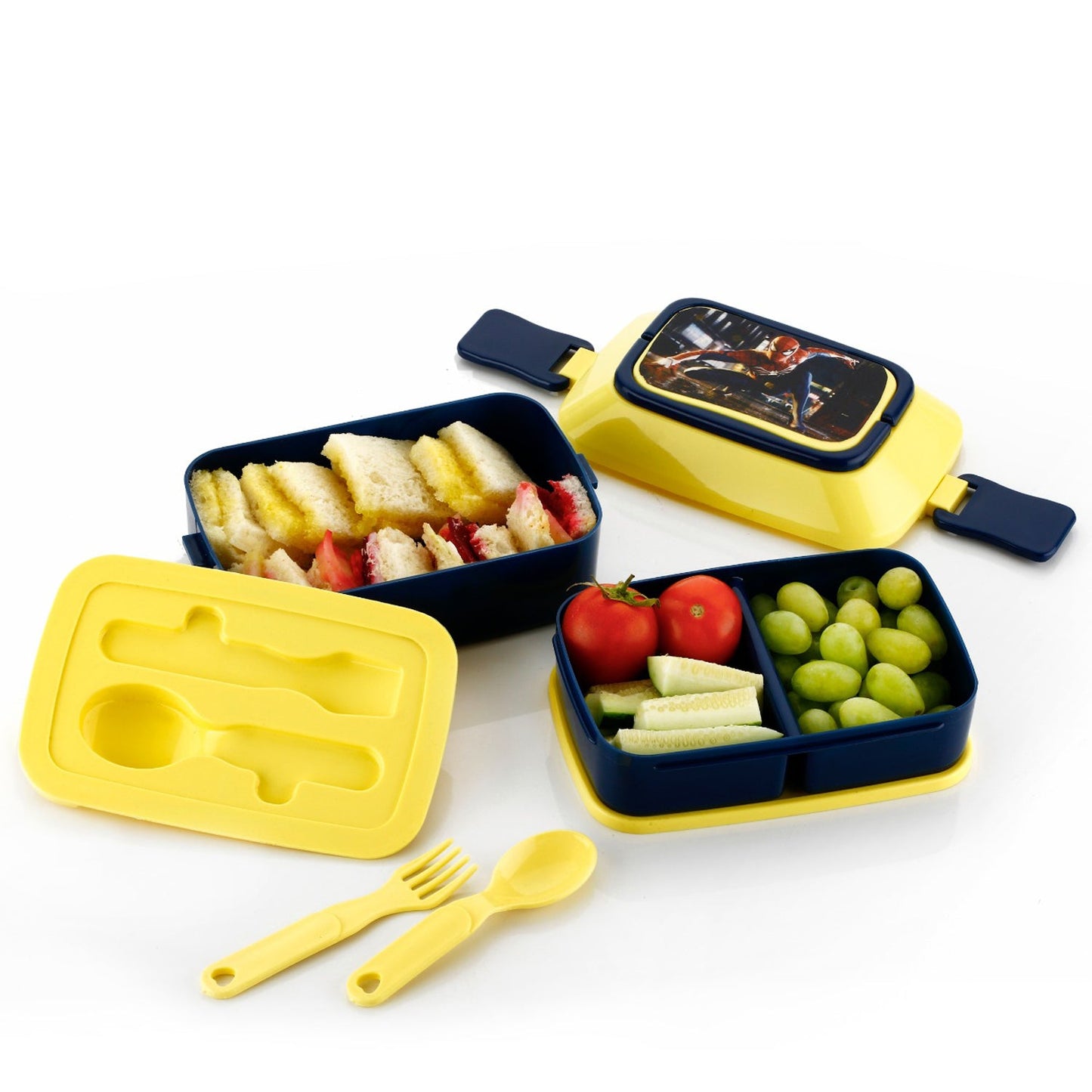 5621 Double Layer Lunch Box Stylish Lid Lunch Box With Fork & Spoon Lunch Box For Children School Lunch Box
