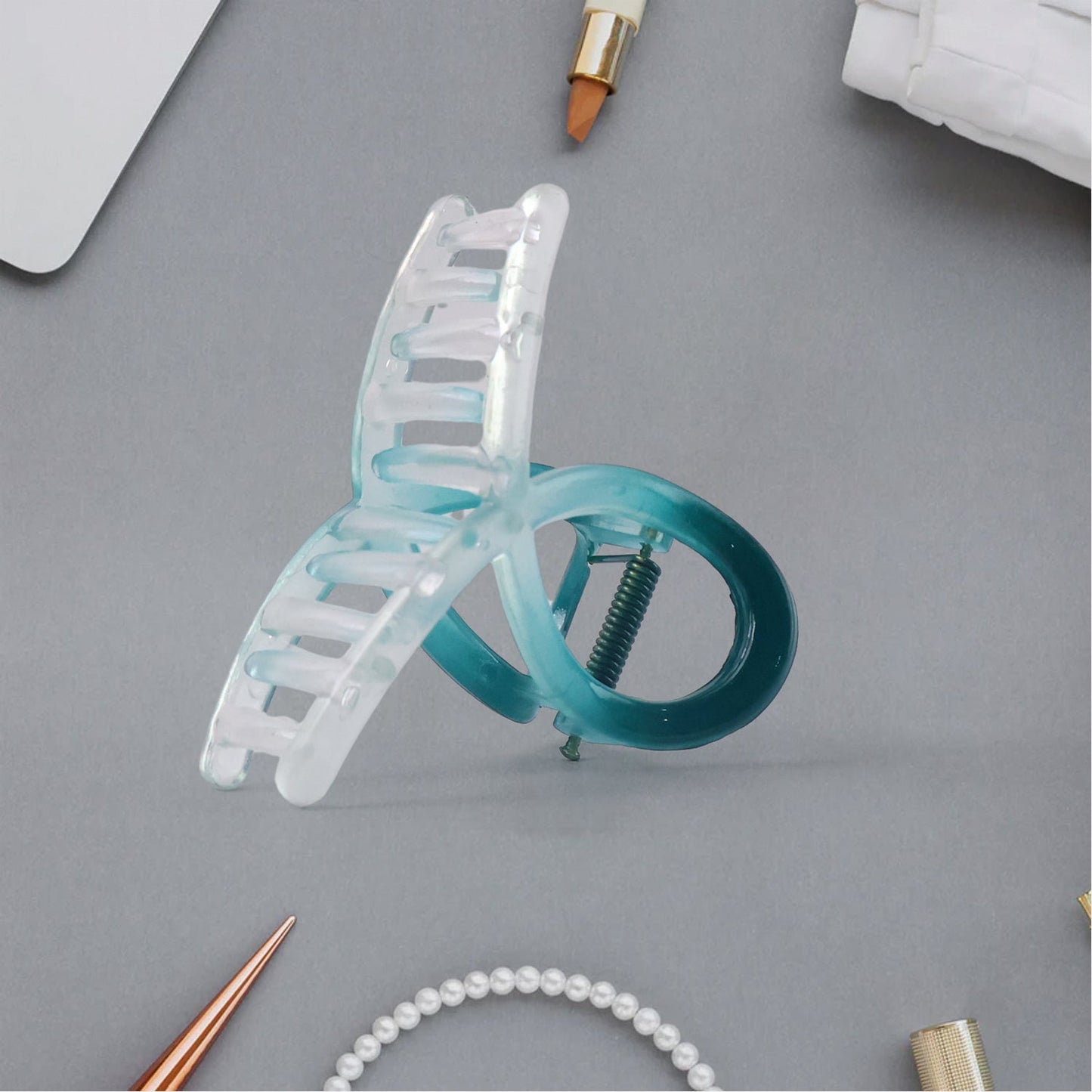 Plastic Hair Clamp Grip, Simple Matte Hair Barrette Clamp (12 Pc / Mix Design)
