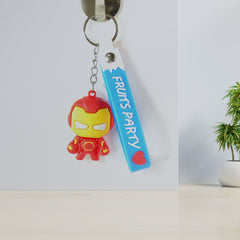 Cute Cartoon Silicone 3D Key Chain with Metal Hook & Strap (Pack of 1)