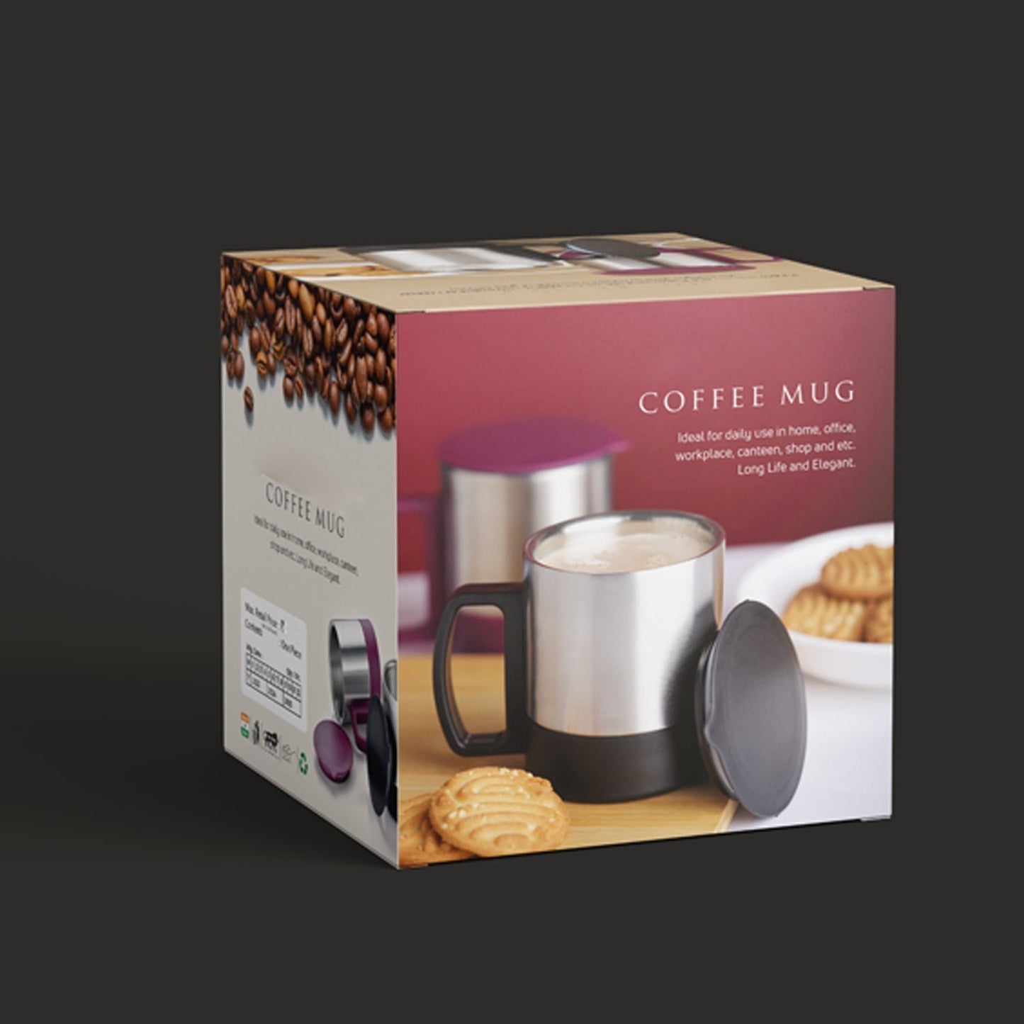 Customize Stainless Steel Coffee/Tea Cup, Stainless Steel Lid Cover Hot Coffee/Tea Mug Hot Insulated Double Wall Stainless Steel, Coffee and Milk Cup with Lid & Handle Easy To Carry - Coffee Cup (1 Pc)