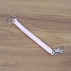 Elastic Spiral Coil Keychain Bracelet with Metal Key Ring and Clip Hook (1 Pc)