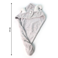 Cute Animal Ear Hooded Hair Drying Towel Wrap (1 Pc)